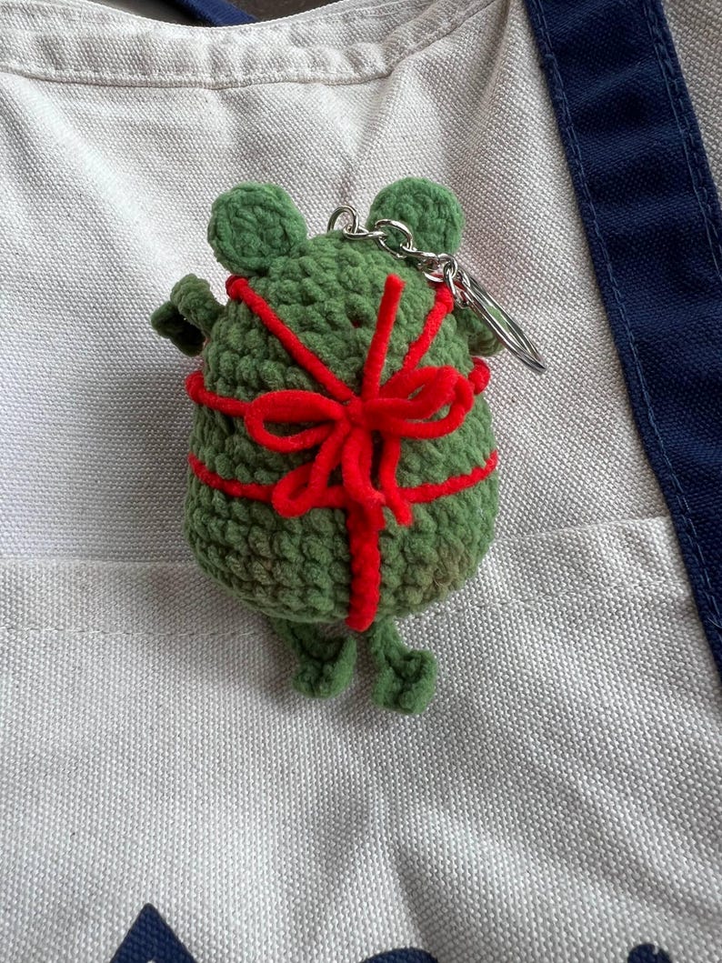 Funny Bikini Frog Crochet Keychain | Handmade Chubby Frog Bag Charm, Funny Gift for Girlfriend, Gift for Her, Frog Lover Gift