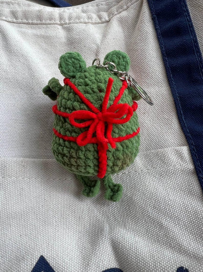 Funny Bikini Frog Crochet Keychain | Handmade Chubby Frog Bag Charm, Funny Gift for Girlfriend, Gift for Her, Frog Lover Gift