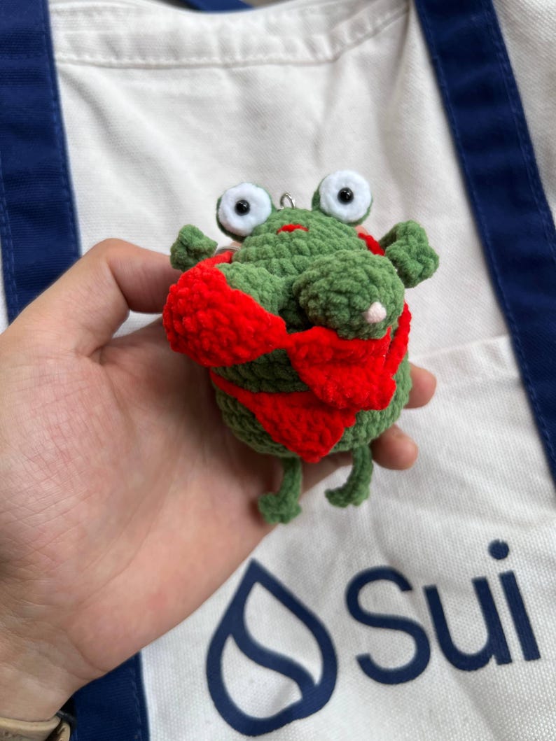 Funny Bikini Frog Crochet Keychain | Handmade Chubby Frog Bag Charm, Funny Gift for Girlfriend, Gift for Her, Frog Lover Gift