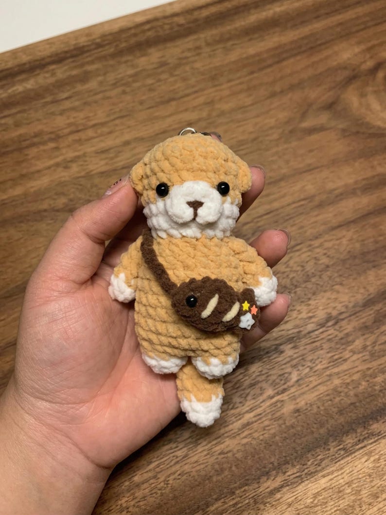 Crochet Otter Keychain | Handmade Amigurumi Otter with Fish Bag Charm, Cute Otter Plushie, Sea Animal Lover Gift, Gift for Her