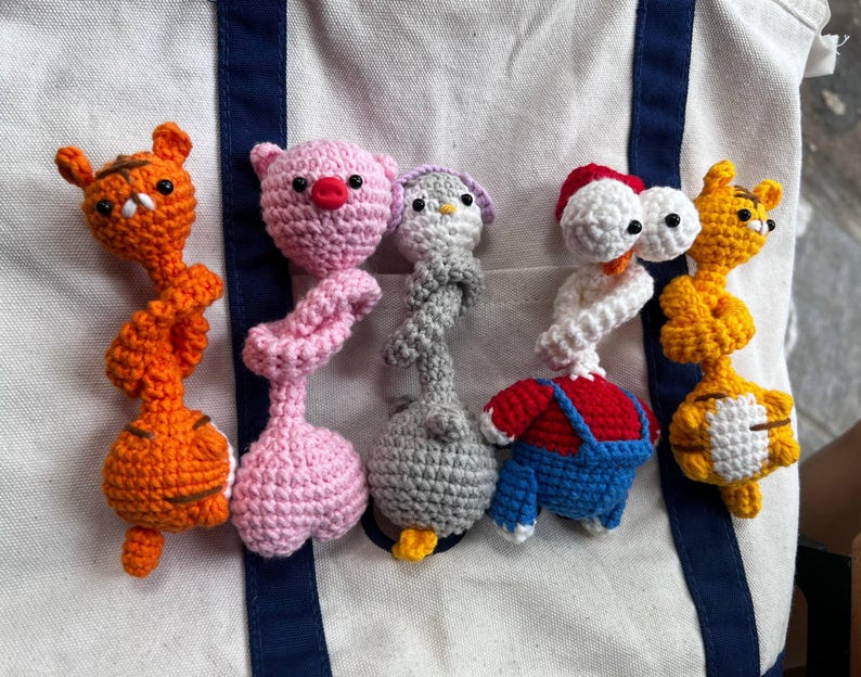 Crochet Long Neck Animal Plush – Handmade Amigurumi Sid Giraffe Tiger Pig Goose, Cute Funny Gift for Her