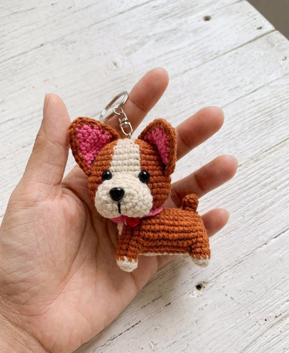 French Bulldog Crochet Keychain - Handmade Dog Lover Gift, Custom Color Puppy Amigurumi