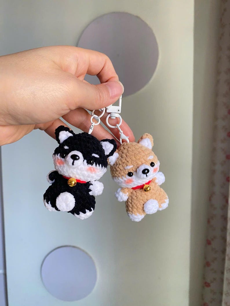Cute Crochet Shiba Inu Keychain, Amigurumi Dog Charm, Kawaii Puppy Keyring, Handmade Puppy Bag Charm, Cute Gift, Crochet Dog, Cute Puppy