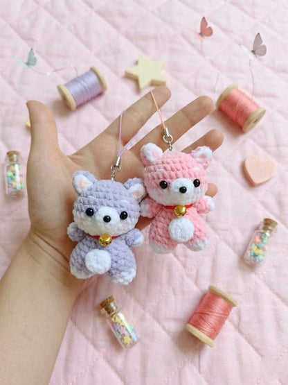 Cute Crochet Shiba Inu Keychain, Amigurumi Dog Charm, Kawaii Puppy Keyring, Handmade Puppy Bag Charm, Cute Gift, Crochet Dog, Cute Puppy