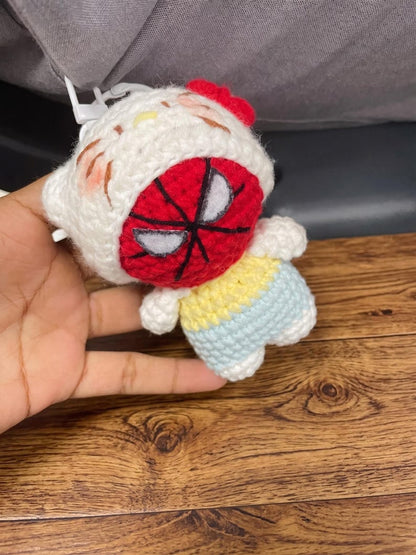 Spider Cat Crochet Keychain – Handmade Amigurumi Kitty Bag Charm, Cute Gift for Her, Cute Backpack Accessory