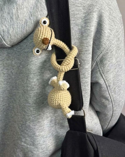 Crochet Lizard Bag Charm, Funny Gecko Keychain, Handmade Amigurumi Animal Plush, Cute Long Neck Animal Clip On Bag Accessory, Gift for Her