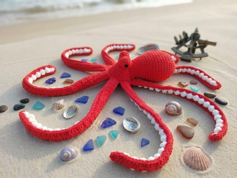Crochet Octopus Plush, Amigurumi Octopus Toy, Handmade Sea Animal Decor, Ocean Gift, Soft Plush Octopus, Ocean Lover, Crochet Ocean Animal