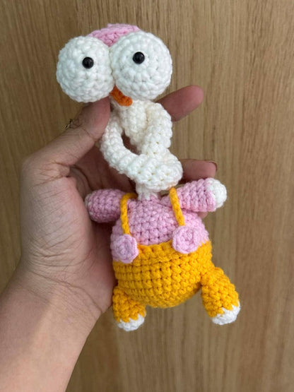 Funny Crochet Long Chicken Bag Charm| Handmade Derpy Long Neck Rooster, Quirky Farm Animal Bag Charm, Gag Gift, Kawaii Amigurumi Accessory