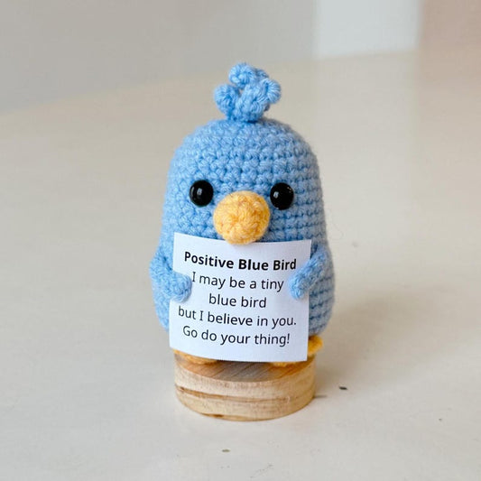 Handmade Positive Crochet Blue Bird, Inspirational Blue Bird, Funny Best Friend Teacher, Coworker Gifts For Him Her, Animal Supportive Gifts