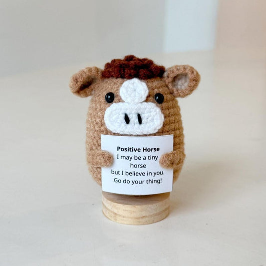 Positive Crochet Horse Gifts for Women Men, Inspirational Knitted Toy With Positive Message, Handmade Emotional Animal Cute Birthday Gift