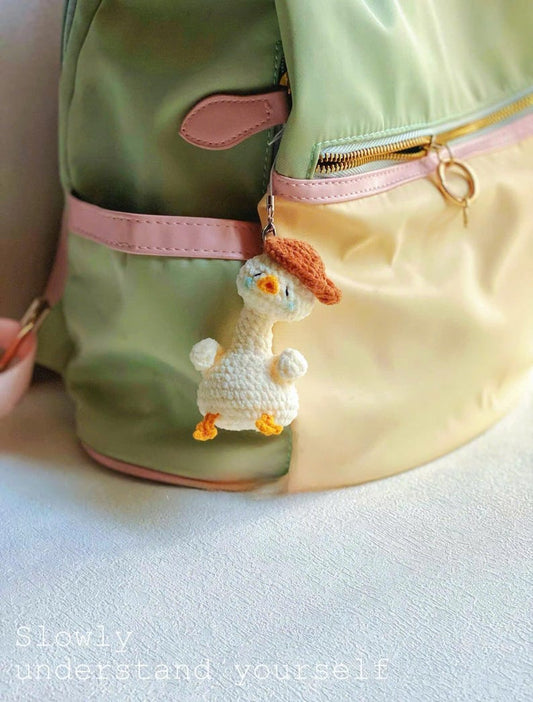 Cute Crochet Goose Keychain, Amigurumi Goose Charm, Kawaii Duck Keyring, Handmade Animal Bag Charm, Cute Gift Idea, Crochet Cute Bag Charm