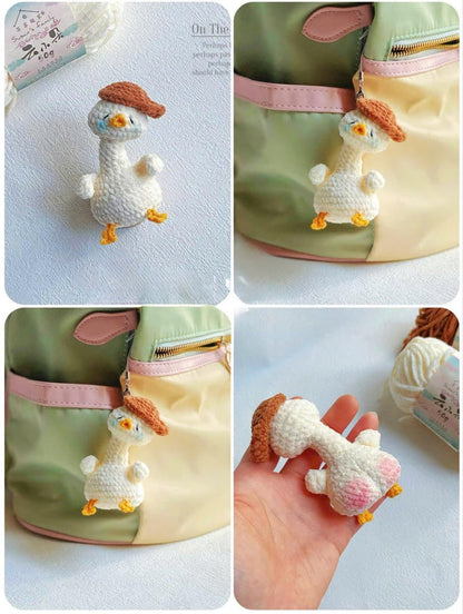 Cute Crochet Goose Keychain, Amigurumi Goose Charm, Kawaii Duck Keyring, Handmade Animal Bag Charm, Cute Gift Idea, Crochet Cute Bag Charm