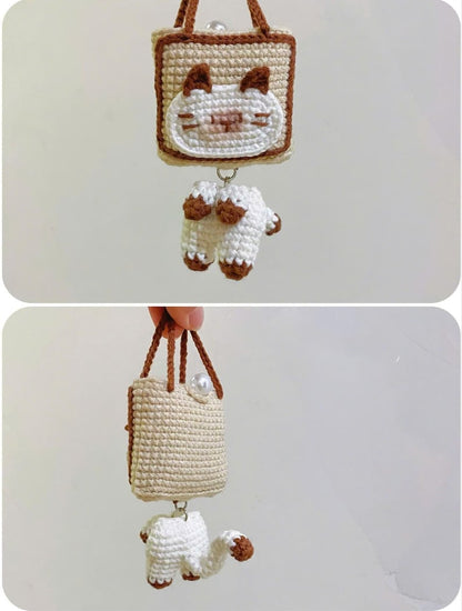 Cute Crochet Cat AirPods Case, Kitty Airpod Cover, Amigurumi Cat Keychain, Kawaii Cat Bag Charm, Handmade Earbuds Case