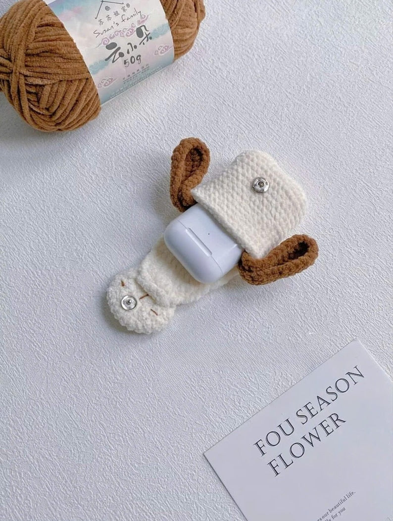 Cute Crochet Cat AirPods Case, Kitty Airpod Cover, Amigurumi Cat Keychain, Kawaii Cat Bag Charm, Handmade Earbuds Case