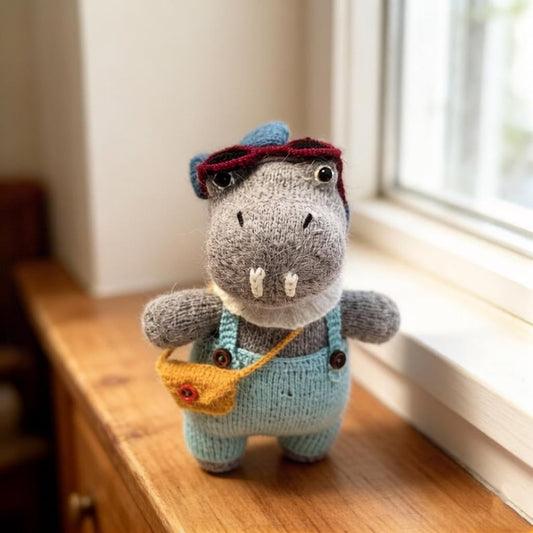 Artisan knit hippo sculpted piece, enthusiast treasure, animal motif gathering ornamental accent, masculine keepsake, Yuletide interior trim