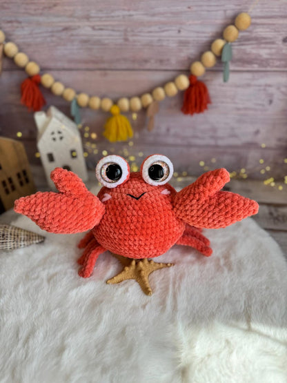Crochet Crab Plush, Amigurumi Sea Crab, Ocean Animal Gift, Coastal Decor, Handmade Marine Plush, Beach Lover Gift