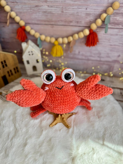 Crochet Crab Plush, Amigurumi Sea Crab, Ocean Animal Gift, Coastal Decor, Handmade Marine Plush, Beach Lover Gift