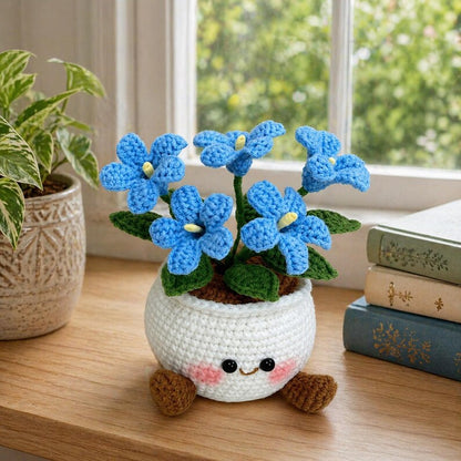 Crochet Daisy Flower Pot, Handmade Smiling Flower Plant, Desk Decor, Crochet Gift for Mom, Birthday Gift for Her