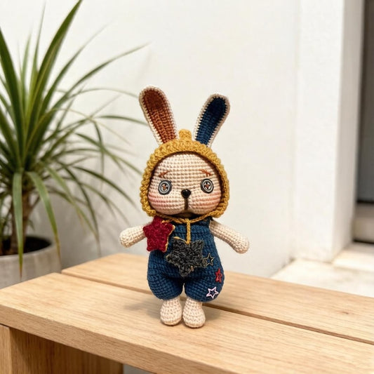 Artisan knit hare sculpted pieces, household adornments, seasonal keepsakes, hobbyist ornamental statuettes, Yuletide interior accents