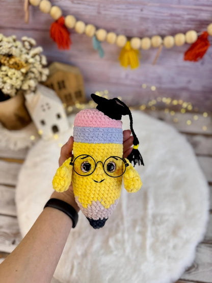 Graduation Gift Crochet Pencil Plush Teacher Appreciation Present School Decor Amigurumi Student Keepsake