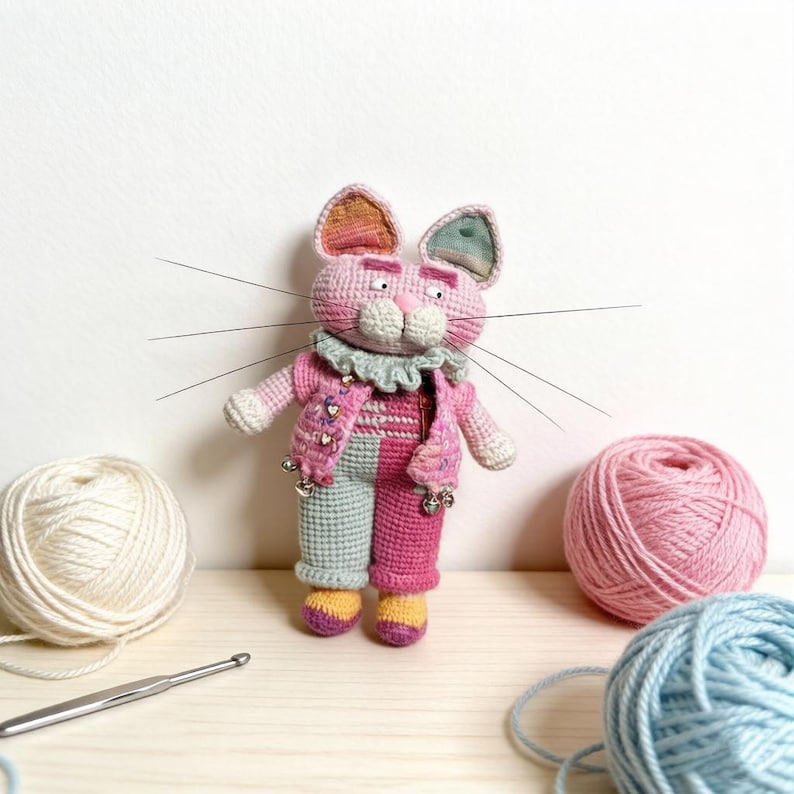 Artisan knit feline sculpted pieces, household adornments, juvenile token hobbyist display figurines sweetheart memento Yuletide indoor trim