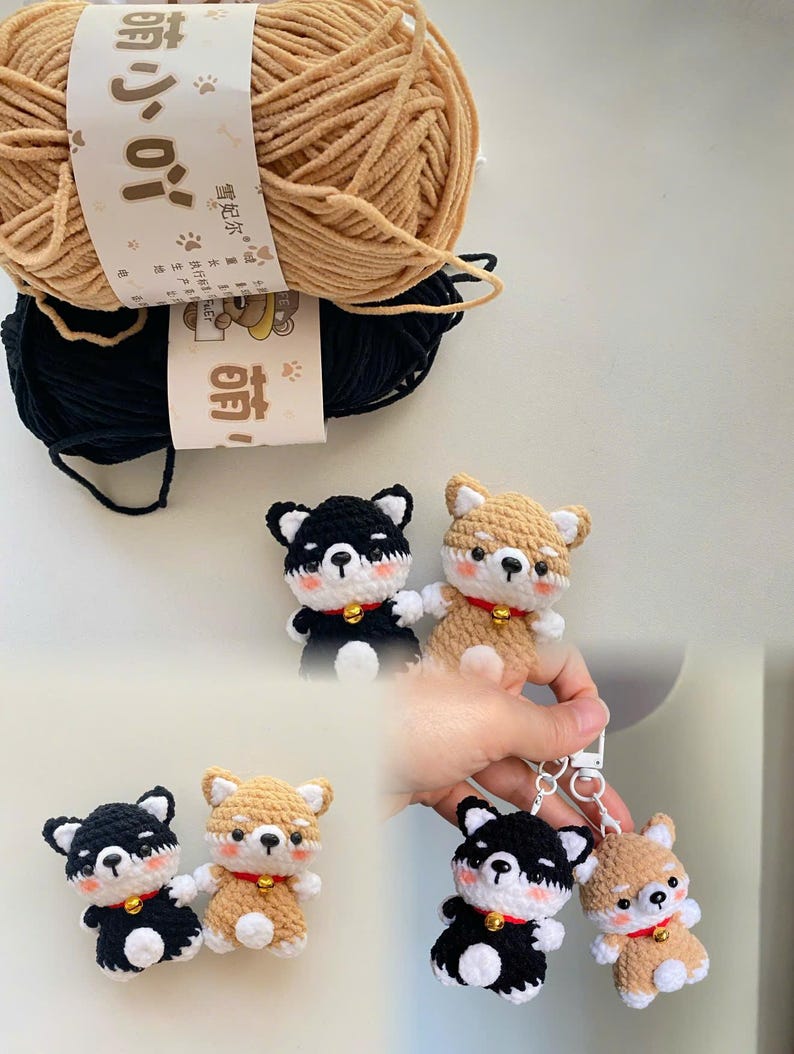Cute Crochet Shiba Inu Keychain, Amigurumi Dog Charm, Kawaii Puppy Keyring, Handmade Puppy Bag Charm, Cute Gift, Crochet Dog, Cute Puppy