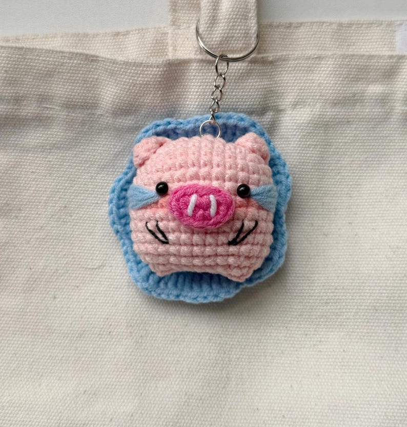 Cute Pig Crochet Keychain, Amigurumi Pig Crying, Crochet Mini Pig Plush Plushie Toy, Pig Meme Cute Gifts, Funny Pig Bag Charm