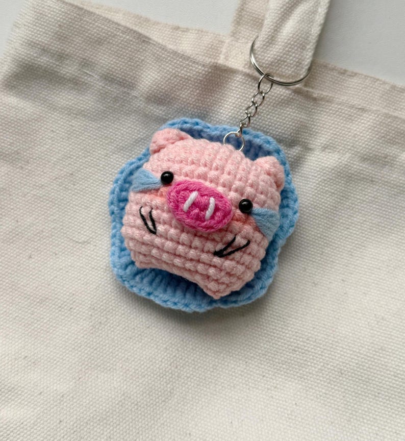 Cute Pig Crochet Keychain, Amigurumi Pig Crying, Crochet Mini Pig Plush Plushie Toy, Pig Meme Cute Gifts, Funny Pig Bag Charm