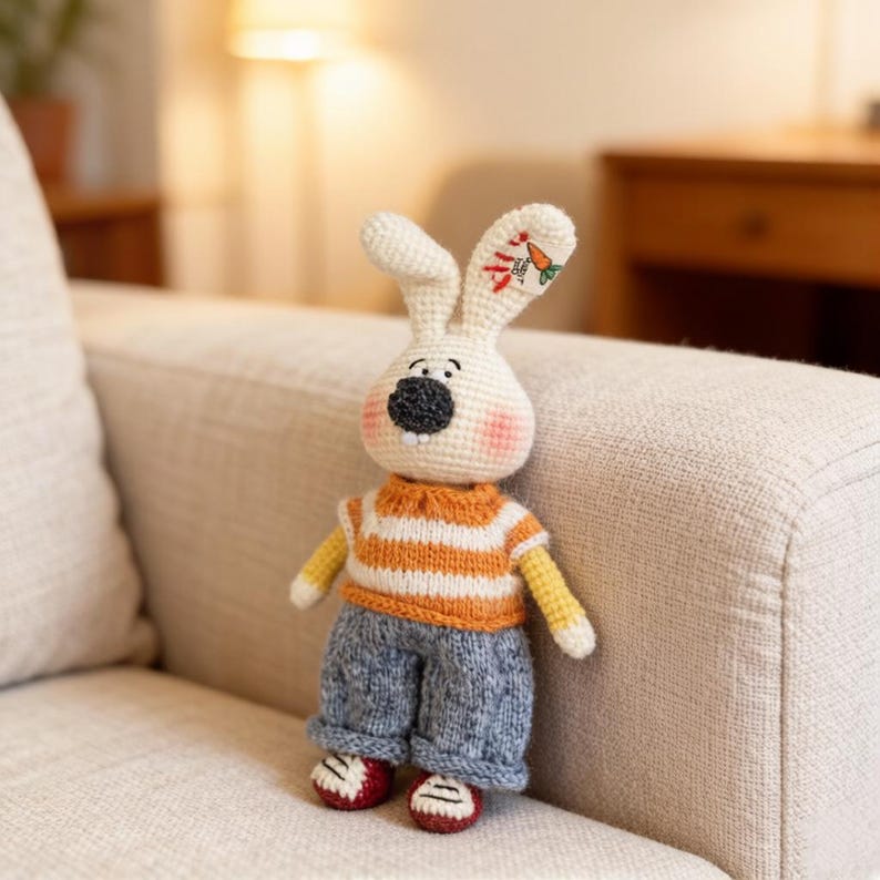 Artisan knit hare sculptures, imaginative nursery display accents, gathering mementos, juvenile favors, Yuletide interior adornments