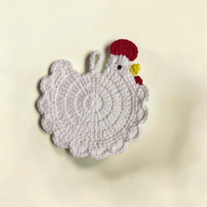Add a cozy farmhouse charm to your home with these handmade crochet chicken coasters