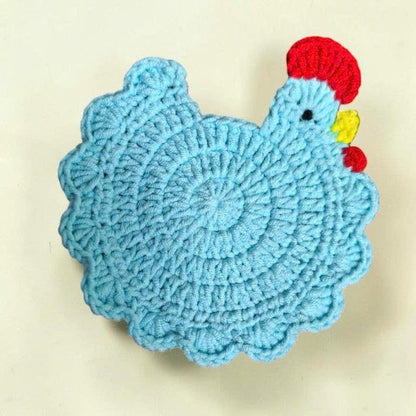 Add a cozy farmhouse charm to your home with these handmade crochet chicken coasters