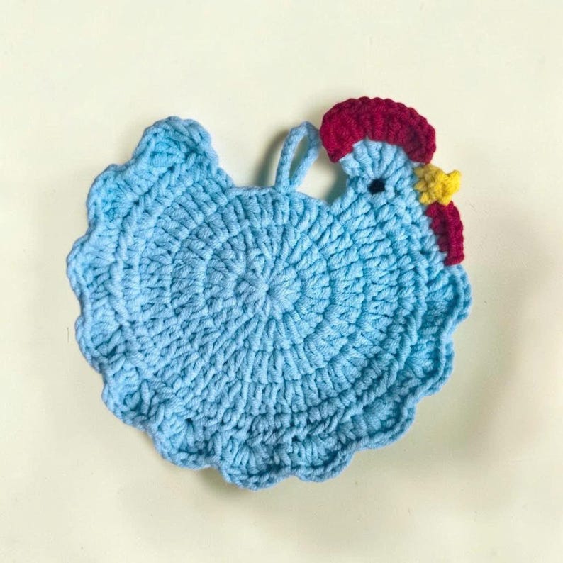Add a cozy farmhouse charm to your home with these handmade crochet chicken coasters