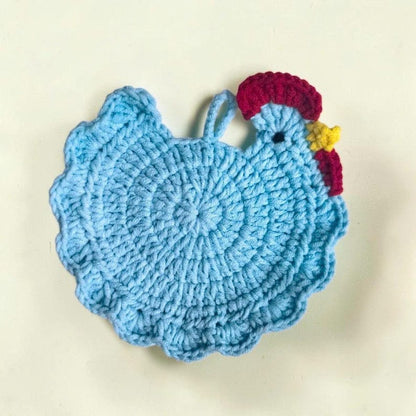 Add a cozy farmhouse charm to your home with these handmade crochet chicken coasters
