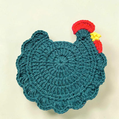 Add a cozy farmhouse charm to your home with these handmade crochet chicken coasters
