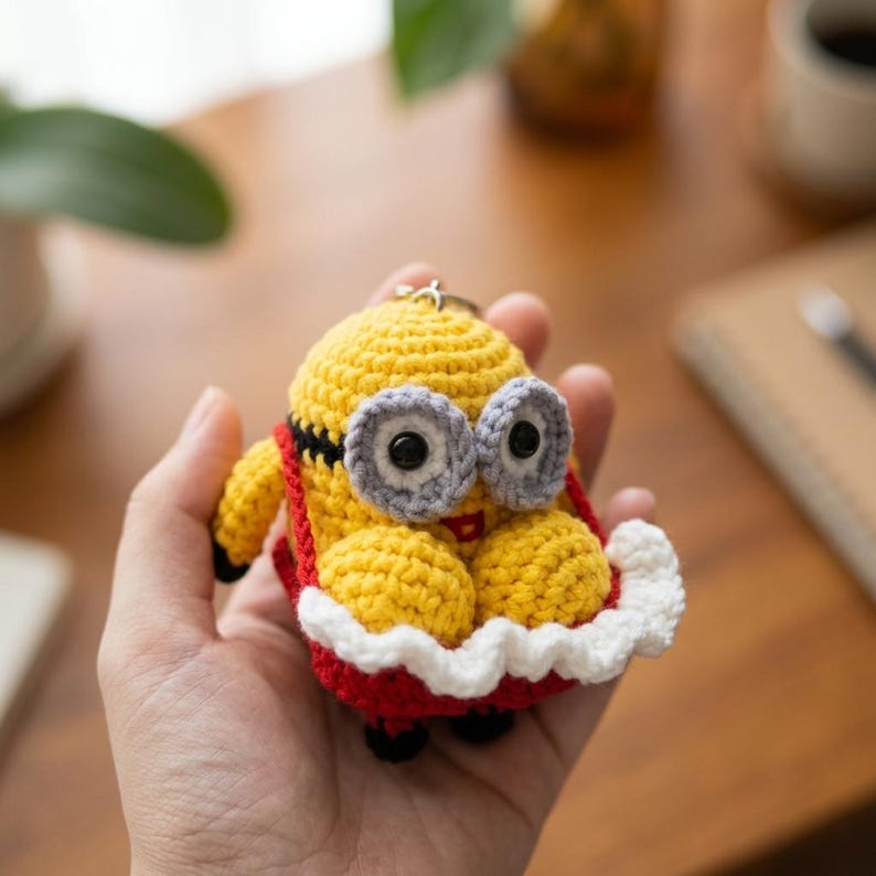 Yellow Buddies Crochet Keychain | Handmade Amigurumi Plush, One-Eyed and Two-Eyed Yellow Characters, Gift for Him Her, Funny Bag Charm