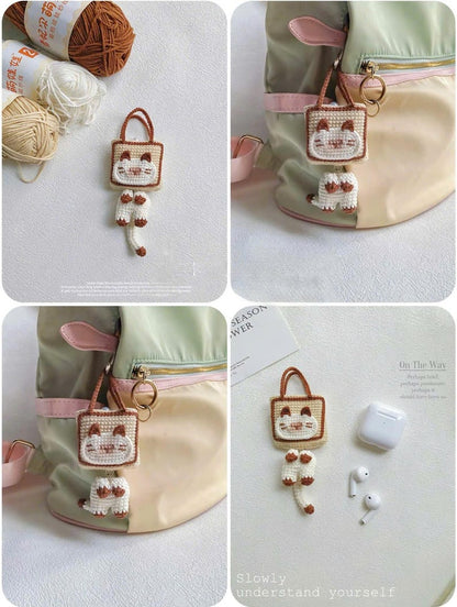 Cute Crochet Dog AirPods Case, Puppy Airpod Cover, Amigurumi Dog Keychain, Kawaii Dog Bag Charm, Handmade Earbuds Case
