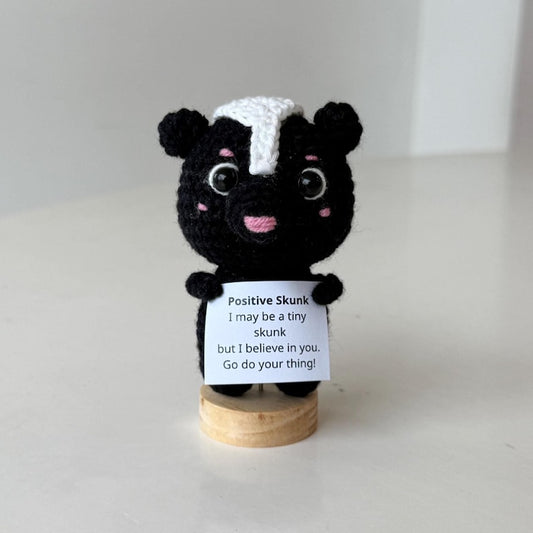 Crochet Skunk Positive With Desk Decorations, Supportive Skunk Plush, Birthday Gift, Gifts For Children Family Friend Coworkers