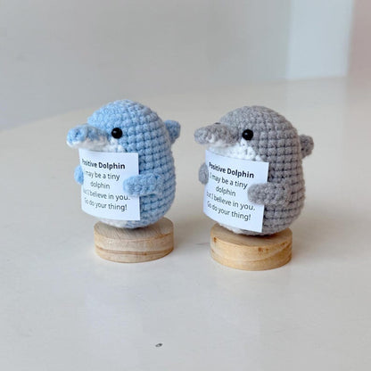 Handmade Positive Dolphin, Supportive Dolphin Crochet, Funny Best Friend Teacher, Coworker, Gifts For Her, Sea Animal Supportive Gifts