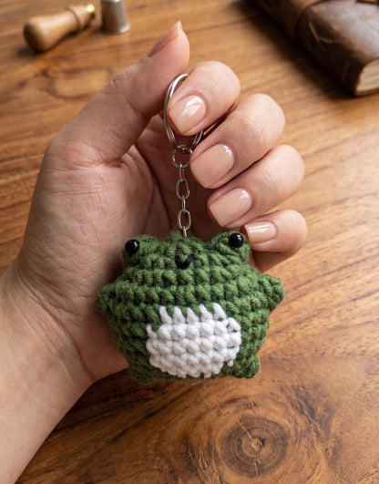 Cute Handmade Crochet Frog Keychain | Amigurumi Toad Bag Charm, Froggie Knitted Plushie, Kawaii Animal Gift