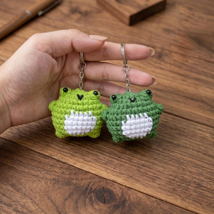Cute Handmade Crochet Frog Keychain | Amigurumi Toad Bag Charm, Froggie Knitted Plushie, Kawaii Animal Gift