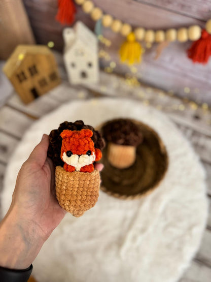 Surprise Animal Keepsake in Fruit Pod, Hidden Animal Decor, Mini Crochet Keepsake, Collectible Animal Decor, Birthday Party Favor
