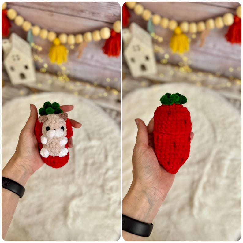 Surprise Animal Keepsake in Fruit Pod, Hidden Animal Decor, Mini Crochet Keepsake, Collectible Animal Decor, Birthday Party Favor