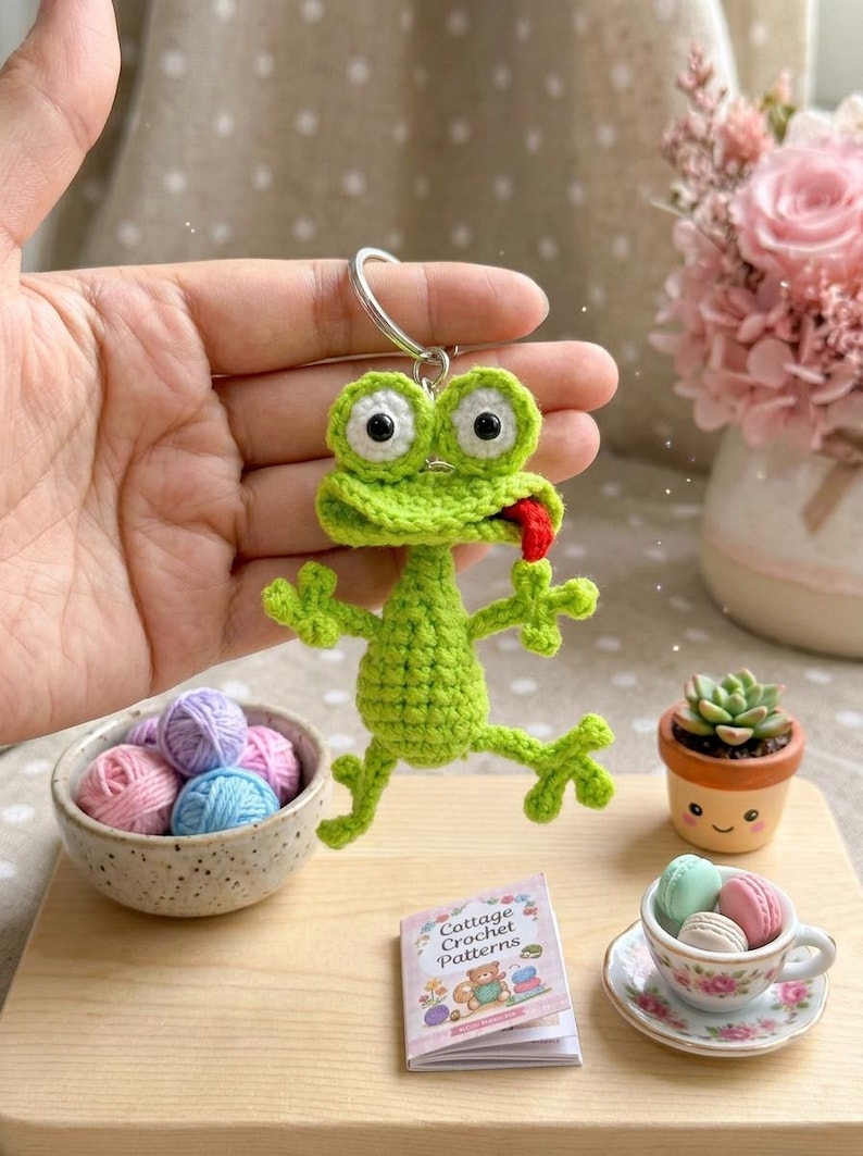 Funny Crochet Duck, Lizard, Panther Keychain, Handmade Amigurumi Duck Plush, Cute Yellow Duck Charm, Mini Crochet Animal, Duck Lover Gift