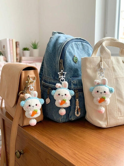 Cute Crochet Bunny Keychain, Amigurumi Rabbit Bag Charm, Crochet Keychain, Gift For Her, Cute Bag Charm, Crochet Cute Rabbit Keychain