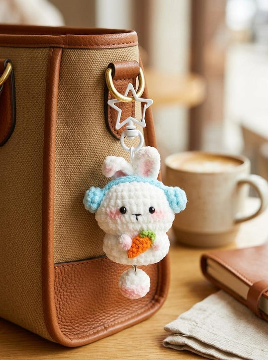 Cute Crochet Bunny Keychain, Amigurumi Rabbit Bag Charm, Crochet Keychain, Gift For Her, Cute Bag Charm, Crochet Cute Rabbit Keychain