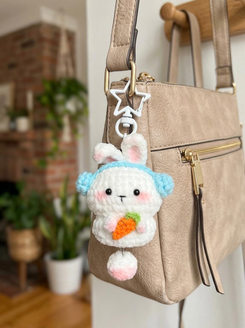 Cute Crochet Bunny Keychain, Amigurumi Rabbit Bag Charm, Crochet Keychain, Gift For Her, Cute Bag Charm, Crochet Cute Rabbit Keychain