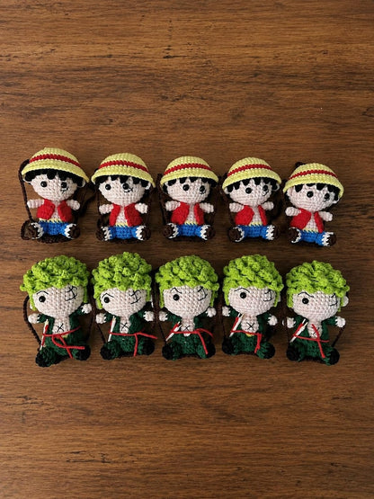 Crochet Green Swordsman Car Hanging | Handmade Anime Pirate Crew Amigurumi, Rearview Mirror Charm
