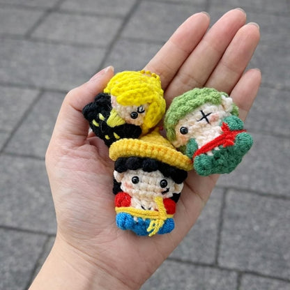 Crochet Straw Hat Pirate Car Hanging | Handmade Anime Pirate Amigurumi Rearview Mirror Charm, Straw Hat Swing Decor, Pirate Anime Gift