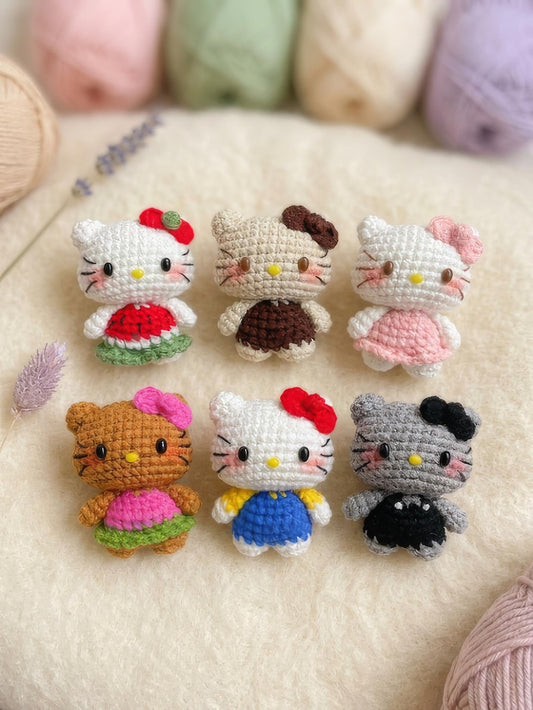Handmade Crochet Kitty Keychain, Crochet Keychain, Amigurumi Plush Bag Charm, Gift For Her, Cute Kitty, Crochet Cat, Plushie Keychain