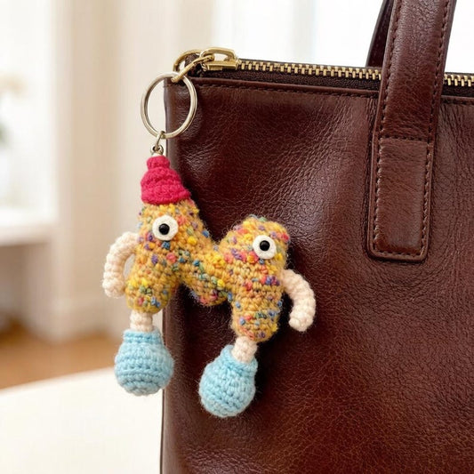 Hand Woven Initial M Trinket Backpack Embellishment Cotton Yarn Sculpture Romantic Artistic Ornaments Christmas Holiday Goods